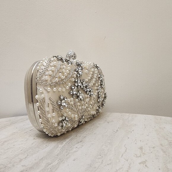 Womens Clutch Bag Pearl Clutch Purse Handbag Embroidery Evening Bag Bag Shoulder - Picture 6 of 8